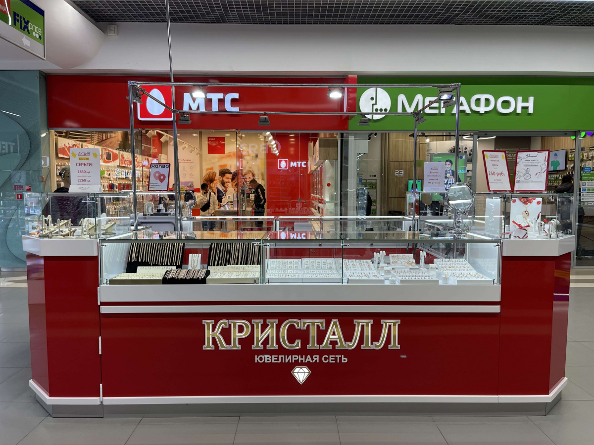Готовый проект ювилирного магазина "Кристалл" | Производство и сборка торгового оборудования