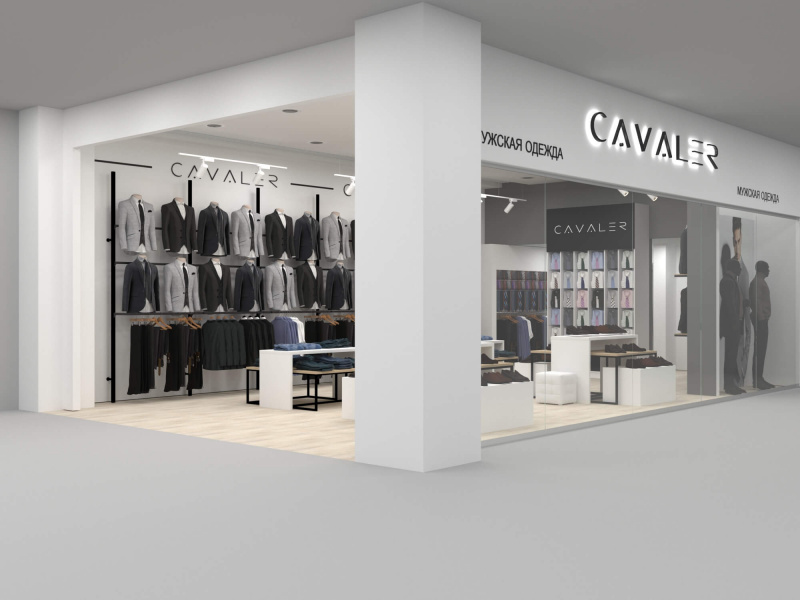 Отдел мужской одежды "Cavaler" | Стильное оформление торговых помещений