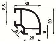 Стойка угловая 90° д/прогонов, серебро, 30*30мм, паз 8,5мм (А-12 анод),Е01*5050/А-12 серебро матовое